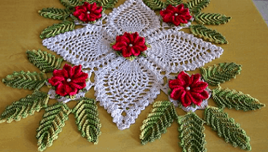 Crochet flower in centerpiece