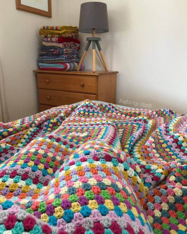 Colorful crochet quilt