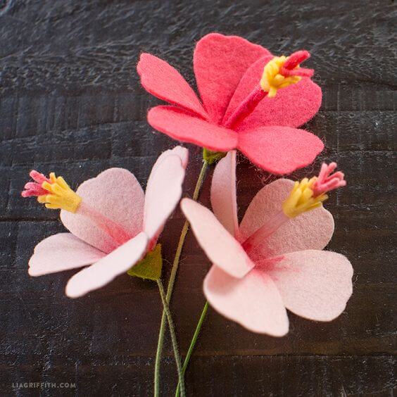 Hibiscus flower made of felt