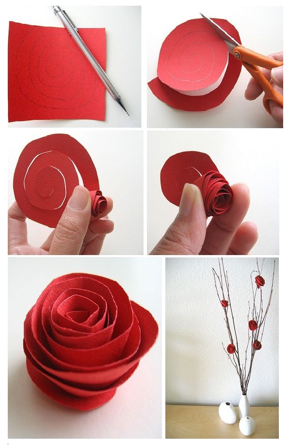 paper roses - simple rose being made