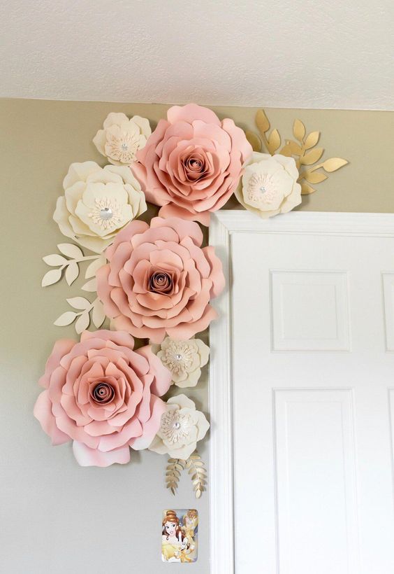 paper roses - paper roses on door