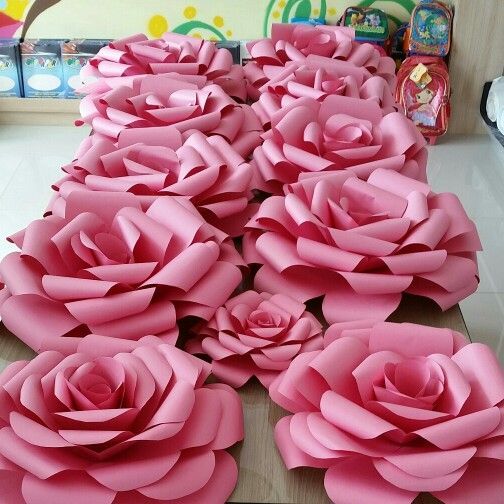 paper roses - table with paper roses