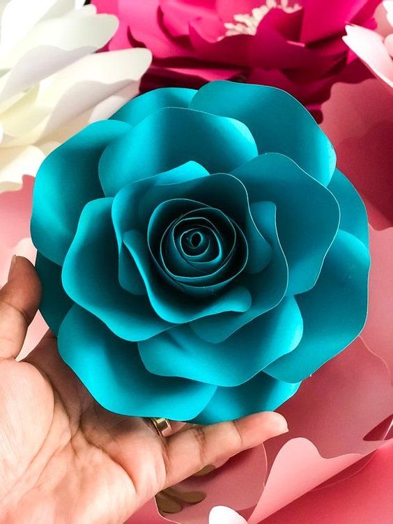 paper roses - turquoise blue paper