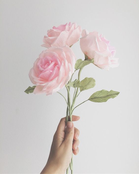 paper roses - pink crepe paper rose