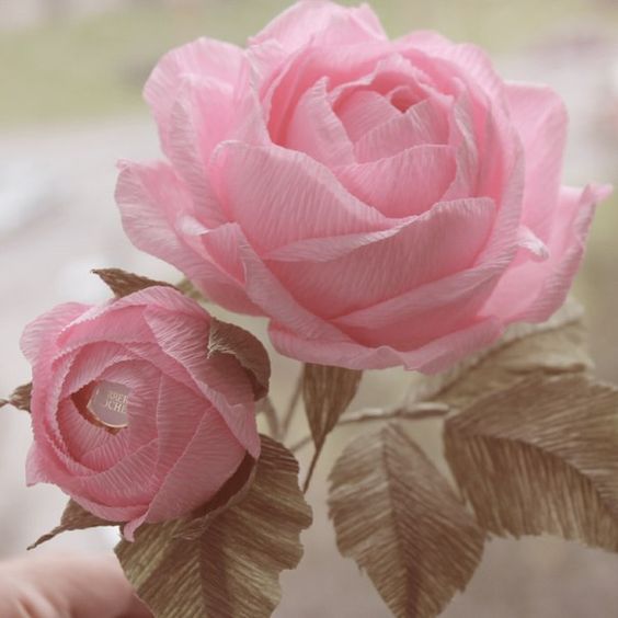 paper roses - simple and large crepe paper pink