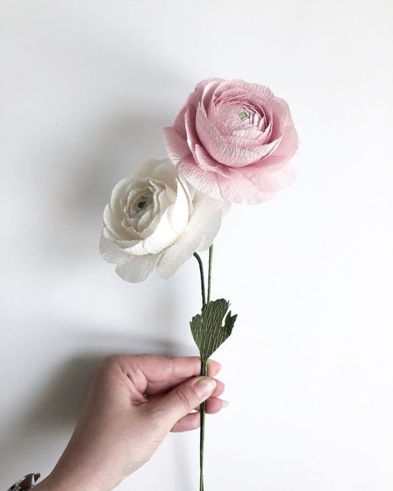 paper roses - white and pink roses