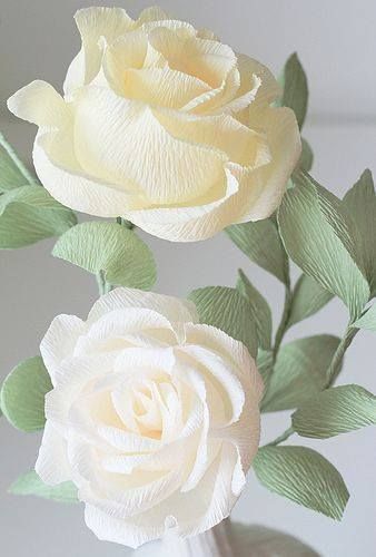 paper roses - white crepe paper roses