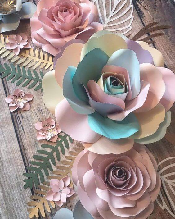 paper roses - simple colored roses