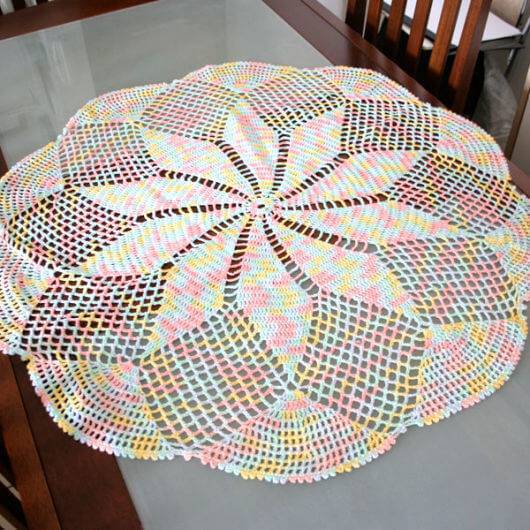 Colorful crochet centerpiece
