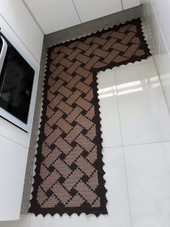 crochet rug for kitchen - L-shaped rug