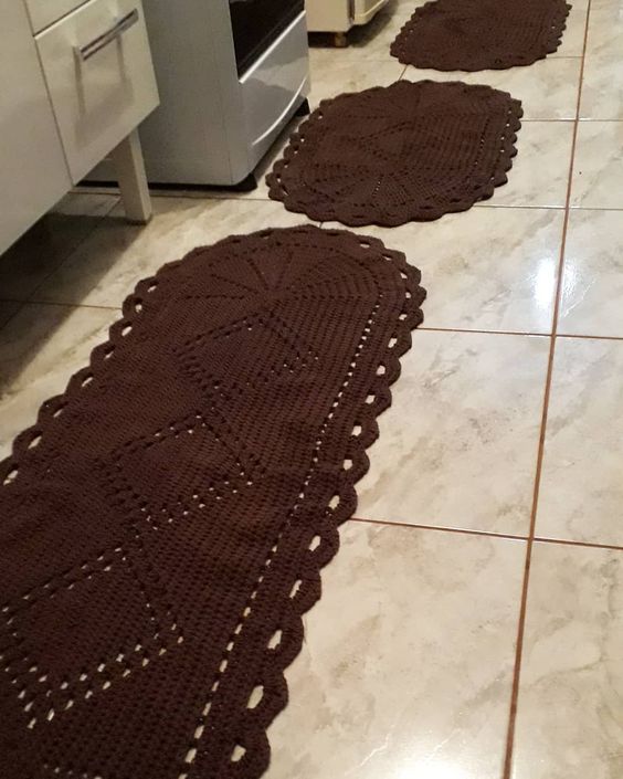 crochet rug for kitchen - brown rug