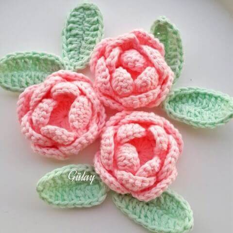 Light pink crochet flowers