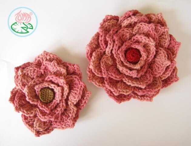 Crochet flower in pink tones