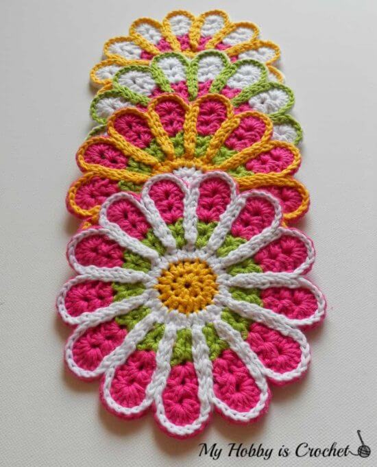 Crochet flower on table set