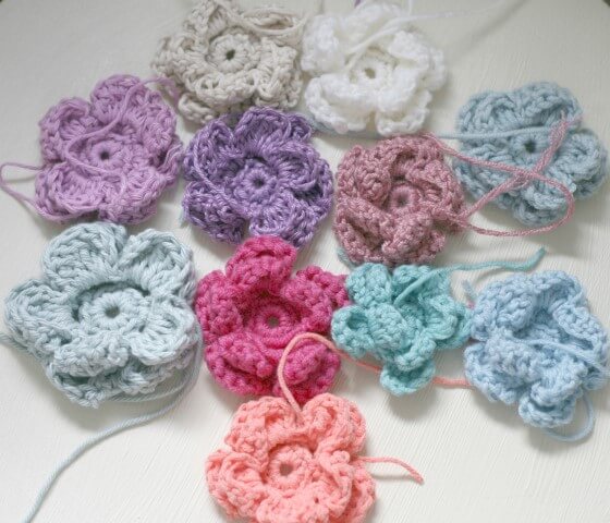 Crochet flower in light colors