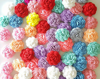 Colorful crochet flower in the shape of roses