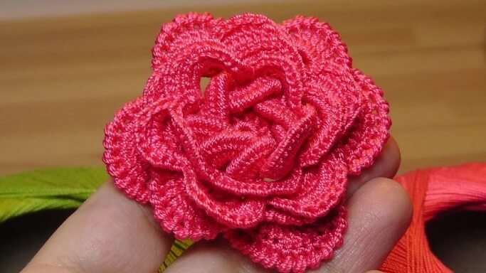 Pink crochet flower