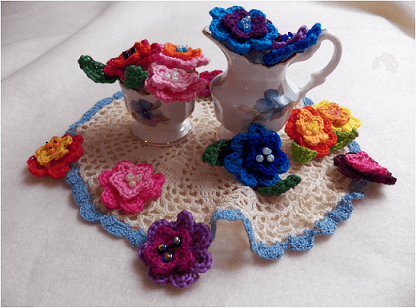 Crochet flower in center decoration