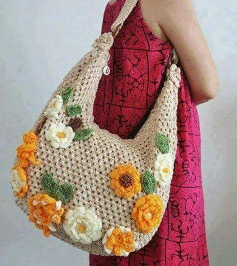 Crochet flower in purse