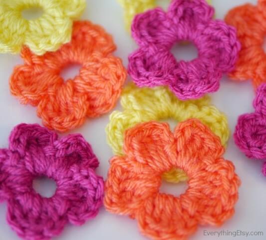 Colorful small crochet flower