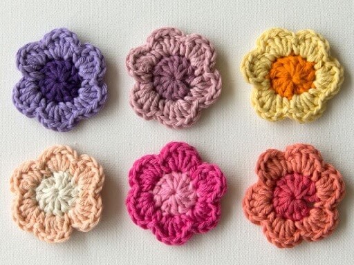 Crochet flower in various colors