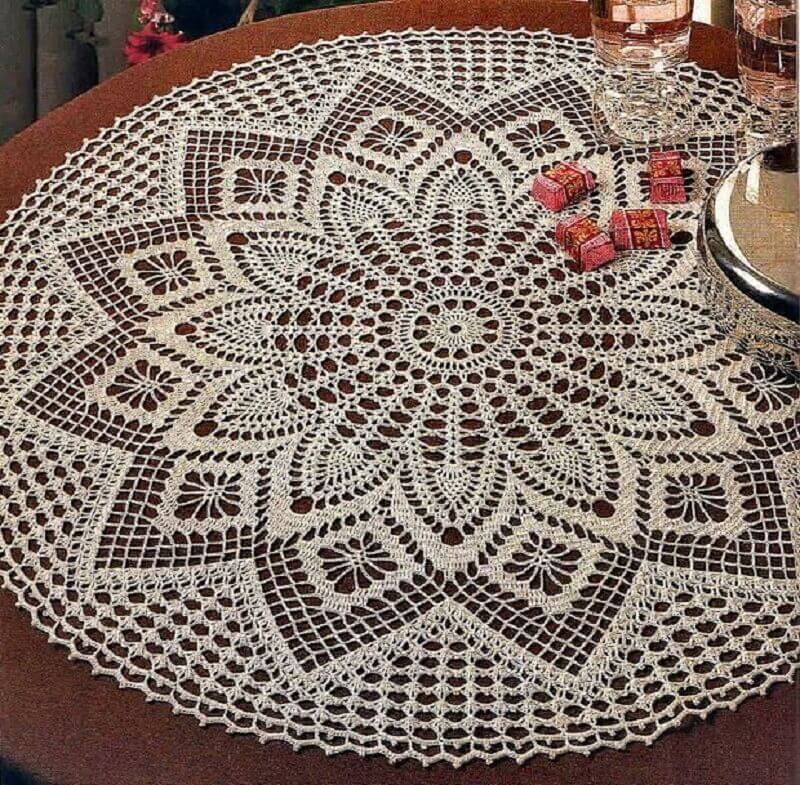 delicate round crochet tablecloth
