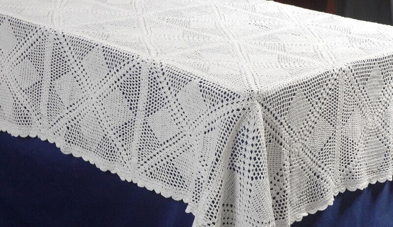 simple square crochet tablecloth template