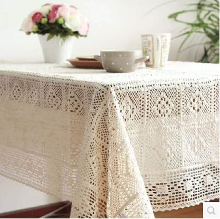 delicate stitch for square crochet tablecloth
