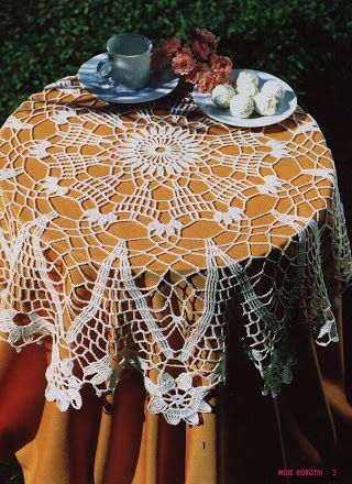 crochet tablecloth - tablecloth with lining