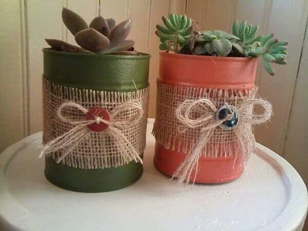 cans decorated with string