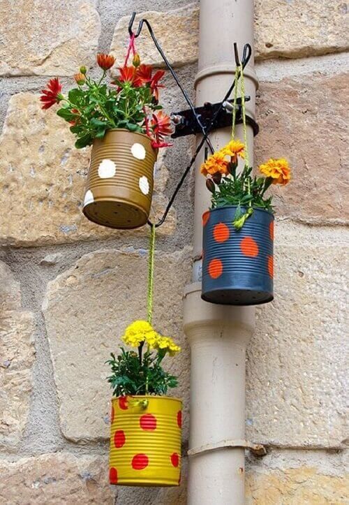 Decorative cans for outdoor area