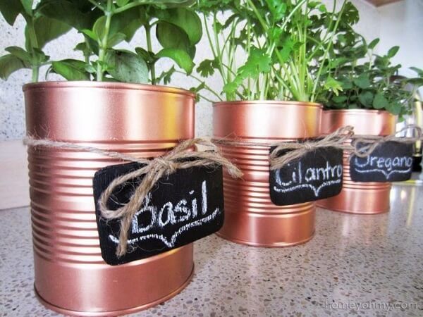 Grow spices inside decorated cans