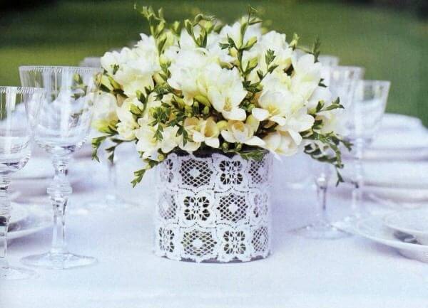 Decorate the center of the table with decorated cans