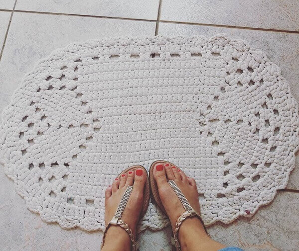 Use the oval crochet rug in places with tiled floors