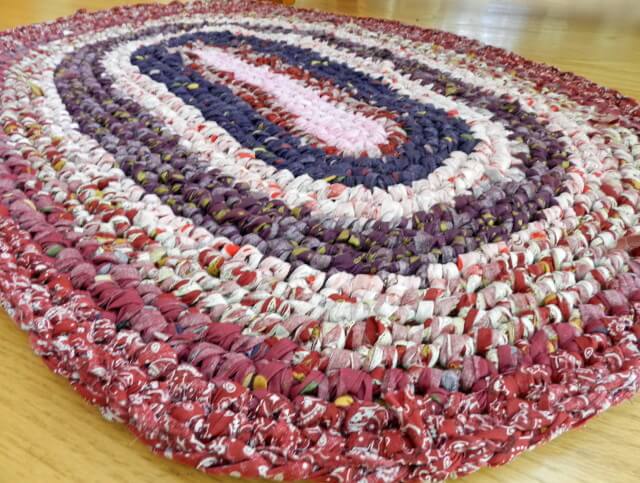 Colorful oval crochet rug