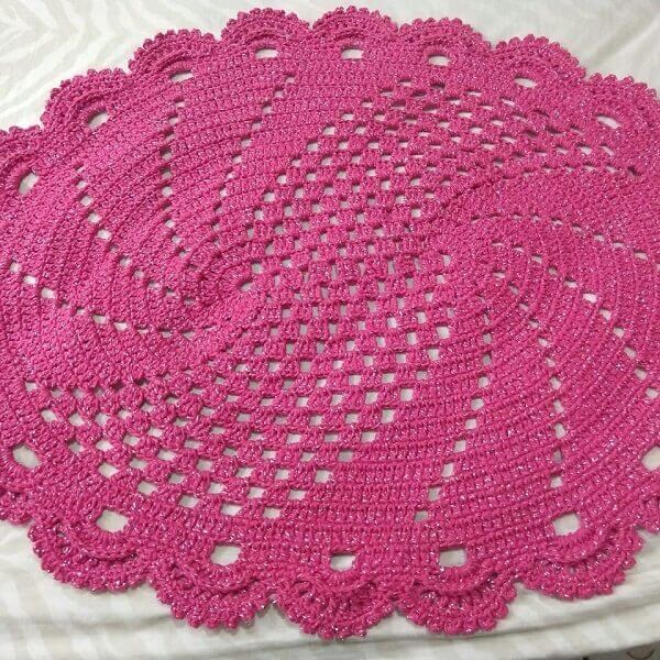 Pink crochet rug