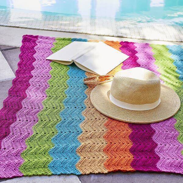Square and colorful crochet rug