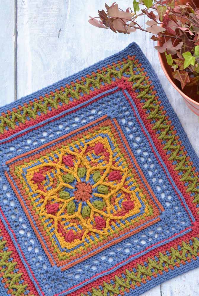 colorful crochet rug