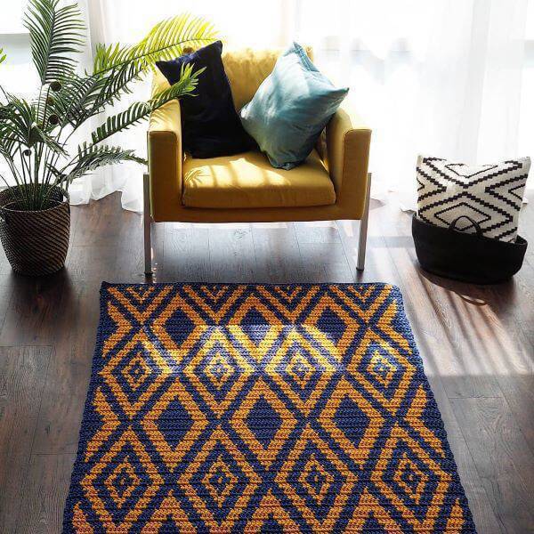 Square crochet rug for living room