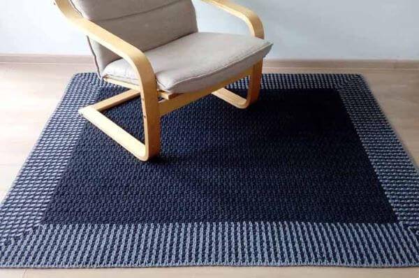 Blue crochet rug