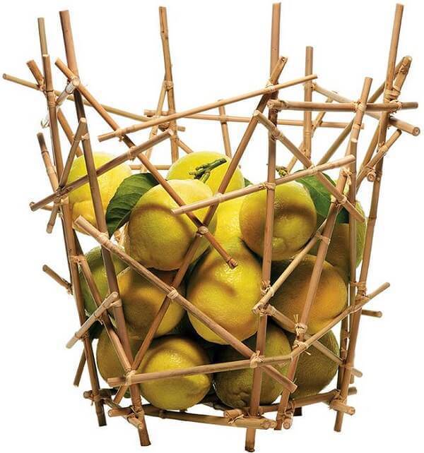 Handicraft with fine bamboo forms a beautiful fruit bowl