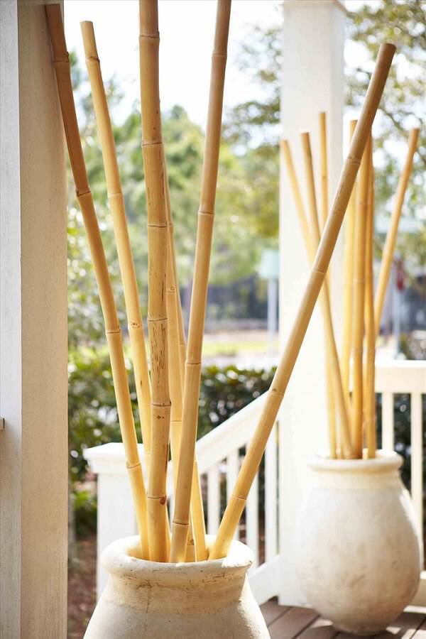 Handicraft with bamboo decorates the entrance to the house