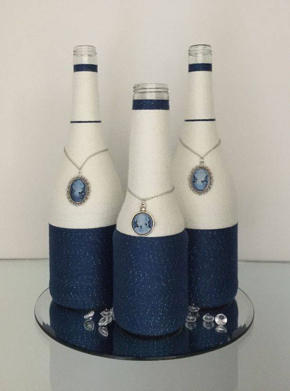 bottles decorated with string - bottles with pendant