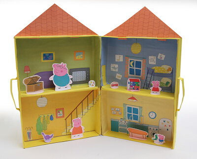 Crafts with milk box transformed into a dolls house