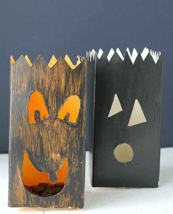 Form beautiful craft Halloween ornaments with milk carton