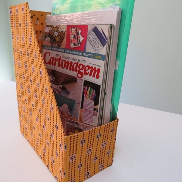 Magazine rack made with milk carton