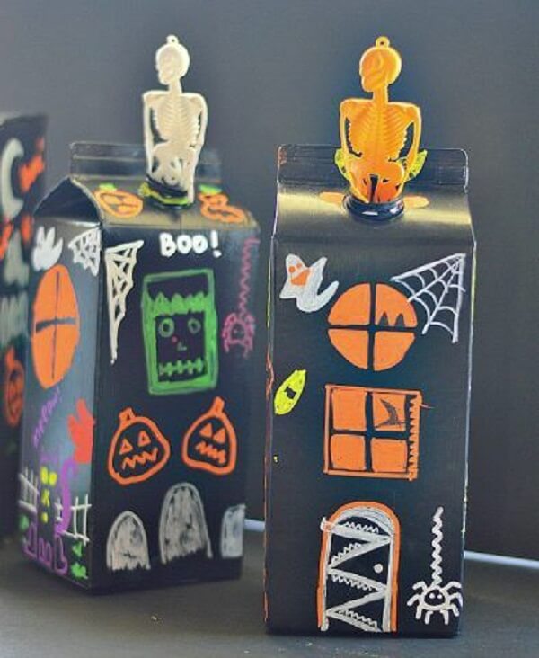 Use milk carton to make Halloween decorations