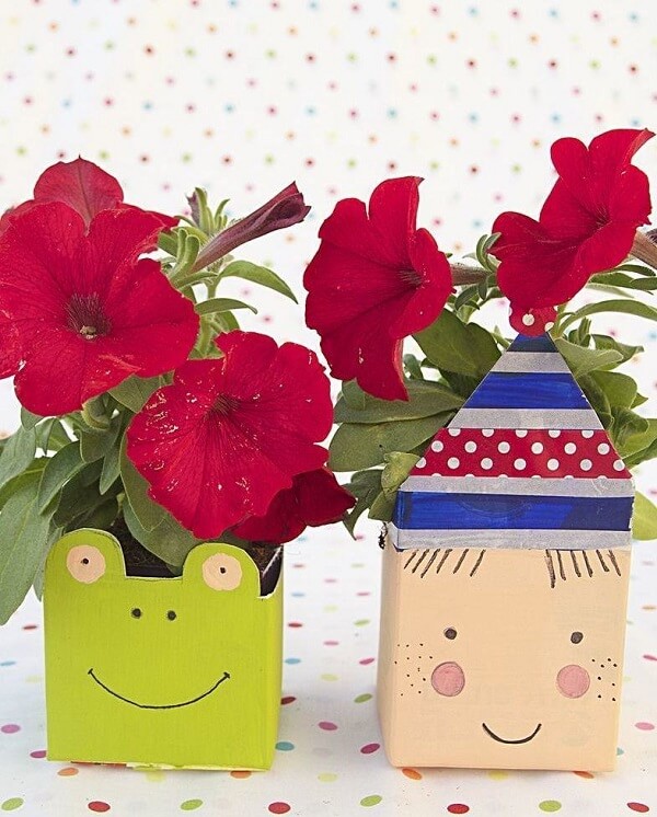 Milk carton crafts serve as vases