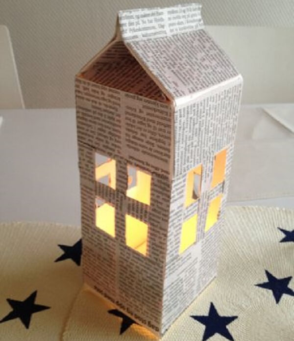 Handicraft with milk carton serves as a lantern