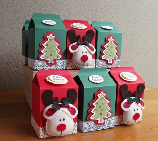 Christmas ornaments made with milk carton